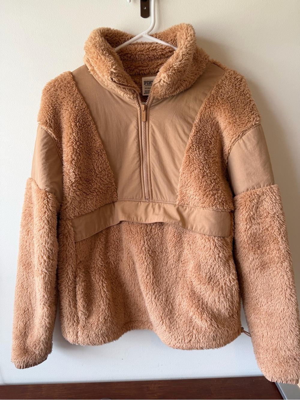 Victoria’s Secret Pink Tan Sherpa Oversized Hoodie S